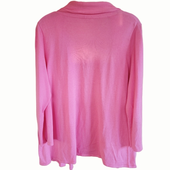 SOPHISTICATED PINK XL LIGHTWEIGHT OPEN FRONT CARDIGAN with COORDINATING SCARF! - Picture 2 of 3